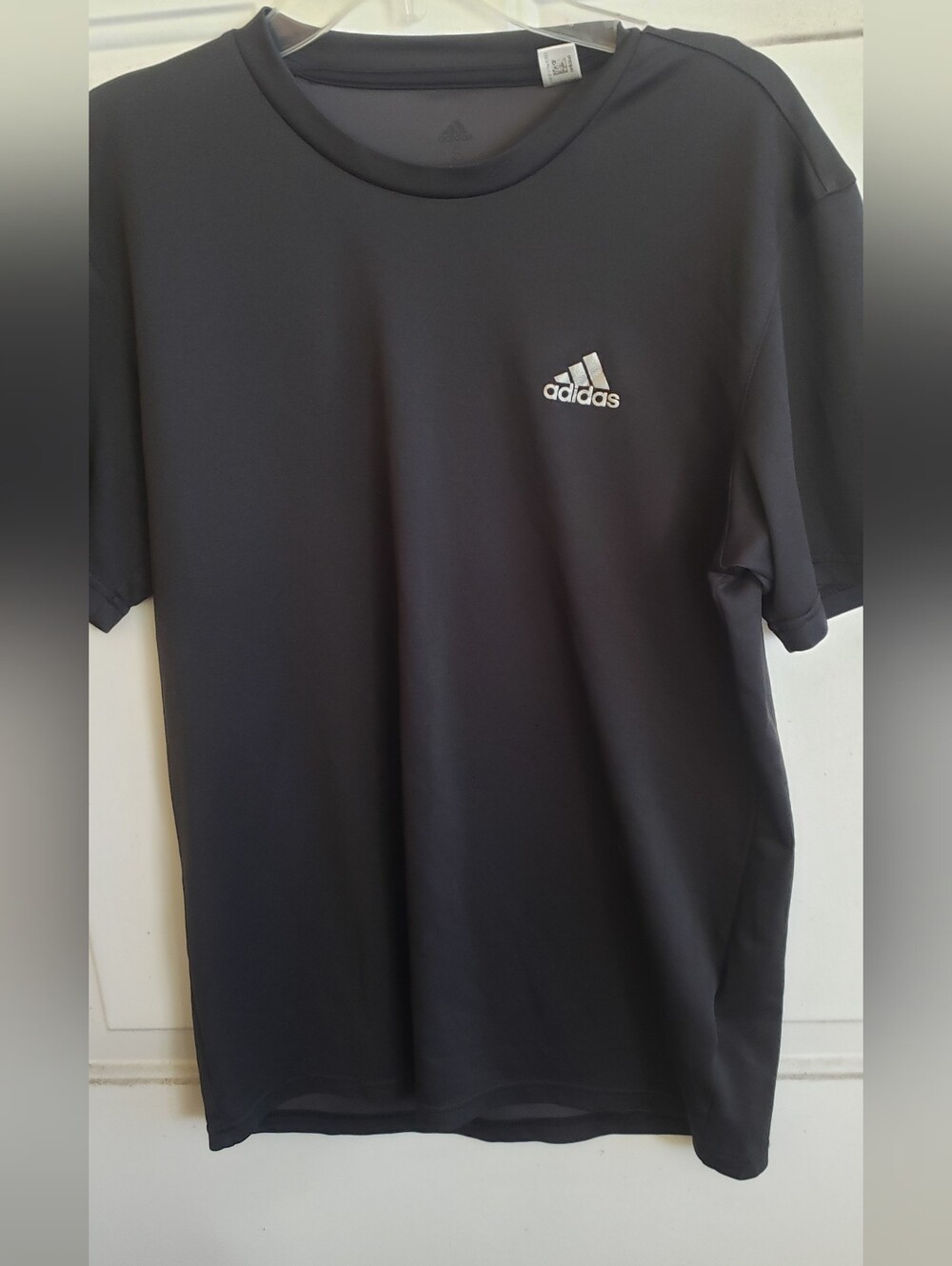 adidas Men’s Black Short Sleeve Performance Tee with White Logo